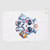 可愛いハロウィーン幽霊をナースの制服クラシックに ゴルフタオル (横)