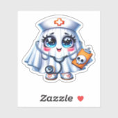 可愛いハロウィーン幽霊をナースの制服クラシックに シール (シート)