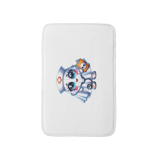 可愛いハロウィーン幽霊をナースの制服クラシックに バスマット (正面縦)