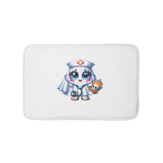 可愛いハロウィーン幽霊をナースの制服クラシックに バスマット (正面)