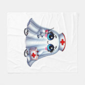 可愛いハロウィーン幽霊をナースの制服クラシックに フリースブランケット (正面(横))