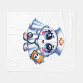 可愛いハロウィーン幽霊をナースの制服クラシックに フリースブランケット (正面(横))