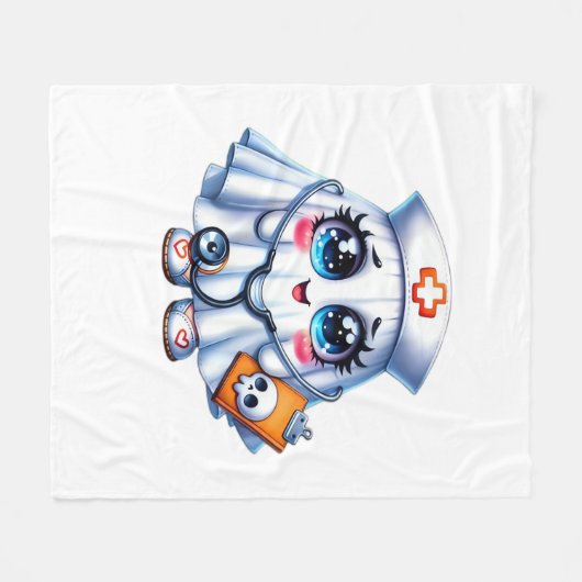 可愛いハロウィーン幽霊をナースの制服クラシックに フリースブランケット (正面(横))