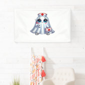 可愛いハロウィーン幽霊をナースの制服クラシックに 横断幕 (インサイチュ)