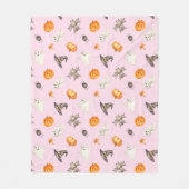 可愛いハロウィーン幽霊スパイダーハット水の色パターン フリースブランケット (正面)