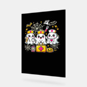 可愛いハロウィーン幽霊ナーストリオとメディカルキットa アクリルサイン (傾斜)