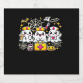 可愛いハロウィーン幽霊ナーストリオとメディカルキットa スパークリングワインラベル (シングルラベル)