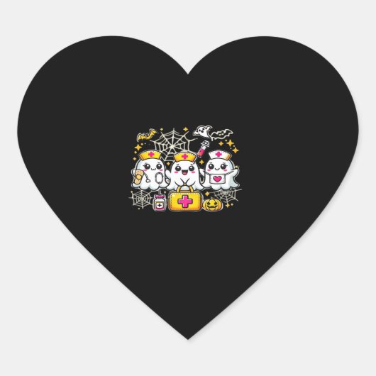 可愛いハロウィーン幽霊ナーストリオとメディカルキットa ハートシール (正面)