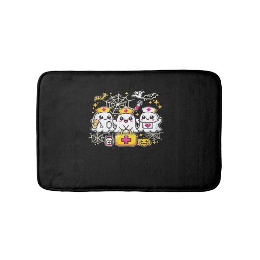 可愛いハロウィーン幽霊ナーストリオとメディカルキットa バスマット (正面)