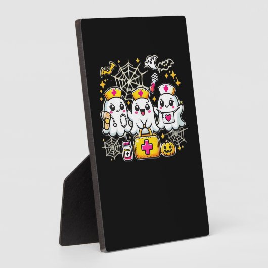 可愛いハロウィーン幽霊ナーストリオとメディカルキットa フォトプラーク (側面)