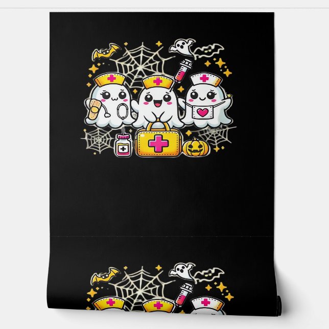 可愛いハロウィーン幽霊ナーストリオとメディカルキットa 壁紙 (ほどく)
