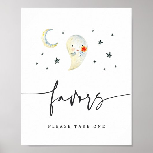 可愛いハロウィーン幽霊赤ちゃんシャワー好意サイン ポスター (正面)