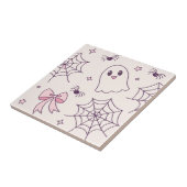 可愛いハロウィーン幽霊&スパイダーウェブパターン タイル (側面)