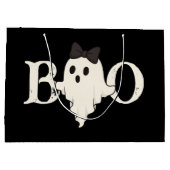 可愛いハロウィーン抱き枕- "Boo"幽霊with Bow ラージペーパーバッグ (裏面)