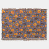 可愛いハロウィーン模様の紫の背景 スローブランケット (正面)