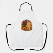可愛いハロウィーン猫とミイラ刺繍パッチスティック エプロン (正面)