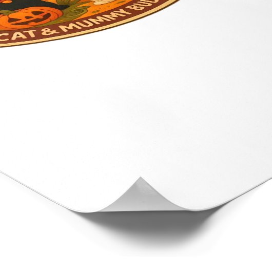 可愛いハロウィーン猫とミイラ刺繍パッチスティック ポスター (角)