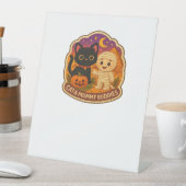 可愛いハロウィーン猫とミイラ刺繍パッチスティック 台座サイン (インサイチュ)