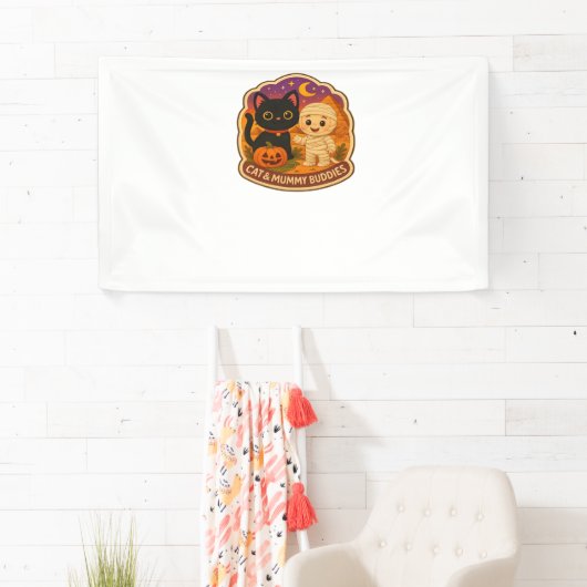 可愛いハロウィーン猫とミイラ刺繍パッチスティック 横断幕 (インサイチュ)