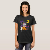 可愛いハロウィーン猫の魔女ジャコランタンカボチャの子 Tシャツ (正面フル)
