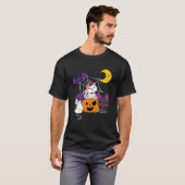 可愛いハロウィーン猫の魔女ジャコランタンカボチャの子 Tシャツ (正面フル)