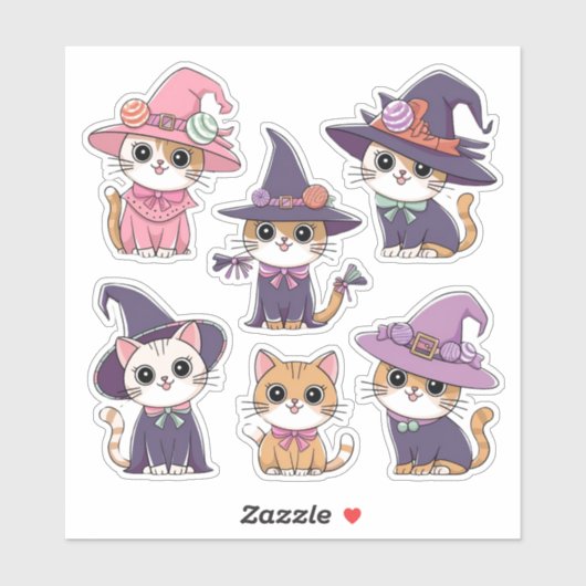 可愛いハロウィーン猫ウィッチシール シール (シート)