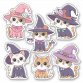 可愛いハロウィーン猫ウィッチシール シール (正面)
