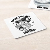 可愛いハロウィーン猫コーヒー – 怖いコーヒーが飲めるまで スクエアペーパーコースター (アングル)