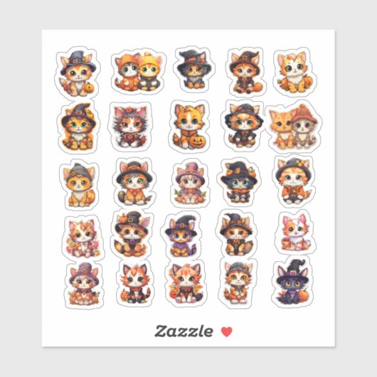 可愛いハロウィーン猫シール,バリューパック,25シール シール (シート)