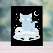 可愛いハロウィーン猫ネコ猫ゴシック様式の美学エッセン アクリルサイン (ニュートラル)