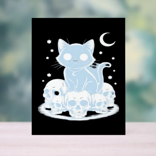 可愛いハロウィーン猫ネコ猫ゴシック様式の美学エッセン アクリルサイン (ニュートラル)