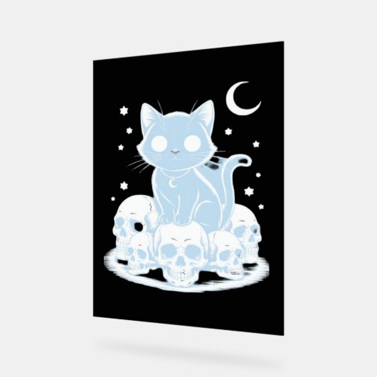 可愛いハロウィーン猫ネコ猫ゴシック様式の美学エッセン アクリルサイン (傾斜)