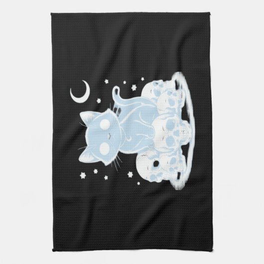 可愛いハロウィーン猫ネコ猫ゴシック様式の美学エッセン キッチンタオル (縦)