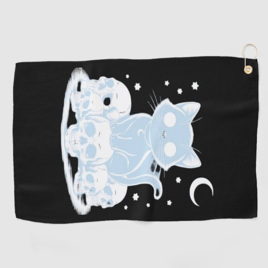 可愛いハロウィーン猫ネコ猫ゴシック様式の美学エッセン ゴルフタオル (横)