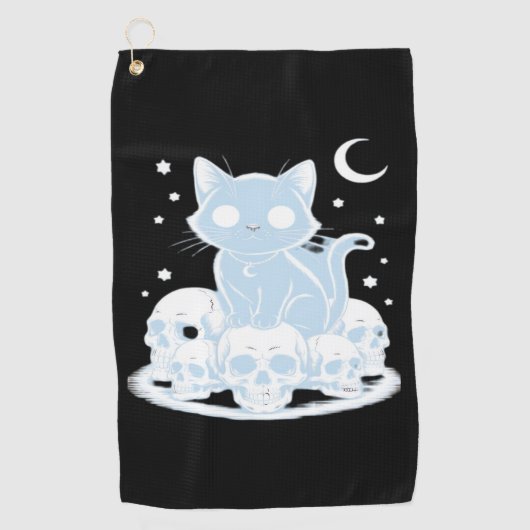 可愛いハロウィーン猫ネコ猫ゴシック様式の美学エッセン ゴルフタオル (正面)