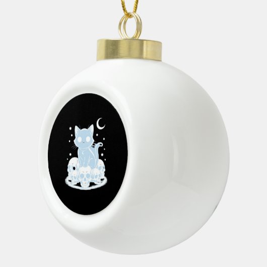 可愛いハロウィーン猫ネコ猫ゴシック様式の美学エッセン セラミックボールオーナメント (右)