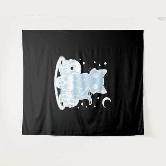 可愛いハロウィーン猫ネコ猫ゴシック様式の美学エッセン タペストリー (正面(横))