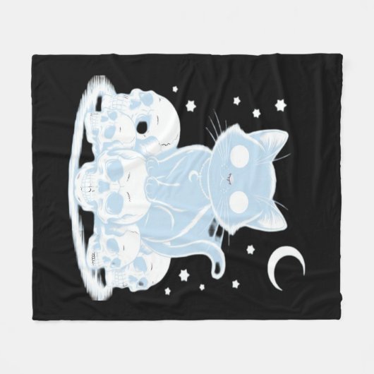 可愛いハロウィーン猫ネコ猫ゴシック様式の美学エッセン フリースブランケット (正面(横))