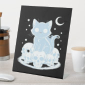 可愛いハロウィーン猫ネコ猫ゴシック様式の美学エッセン 台座サイン (インサイチュ)