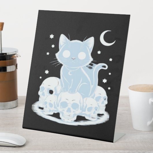 可愛いハロウィーン猫ネコ猫ゴシック様式の美学エッセン 台座サイン (インサイチュ)
