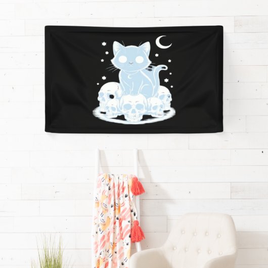 可愛いハロウィーン猫ネコ猫ゴシック様式の美学エッセン 横断幕 (インサイチュ)