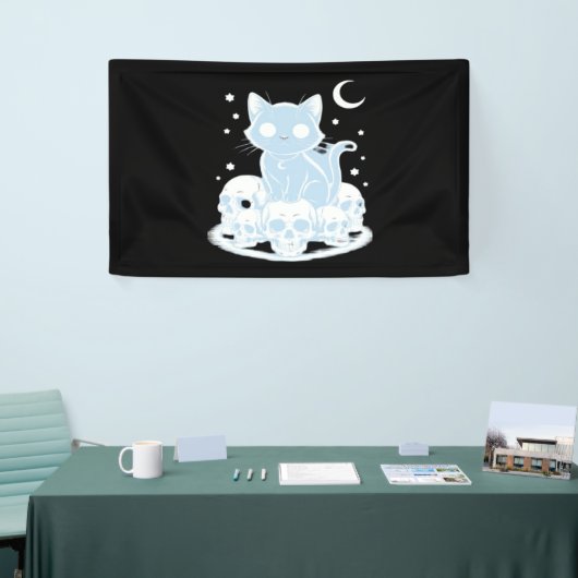 可愛いハロウィーン猫ネコ猫ゴシック様式の美学エッセン 横断幕 (トレードショー)