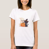 「可愛いハロウィーン班 | かわいい幽霊&パンプキン Tシャツ (正面)