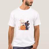 「可愛いハロウィーン班 | かわいい幽霊&パンプキン Tシャツ (正面)