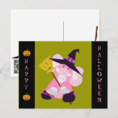 可愛いハロウィーン葉書:象の魔法使いコスム ポストカード (正面/裏面)