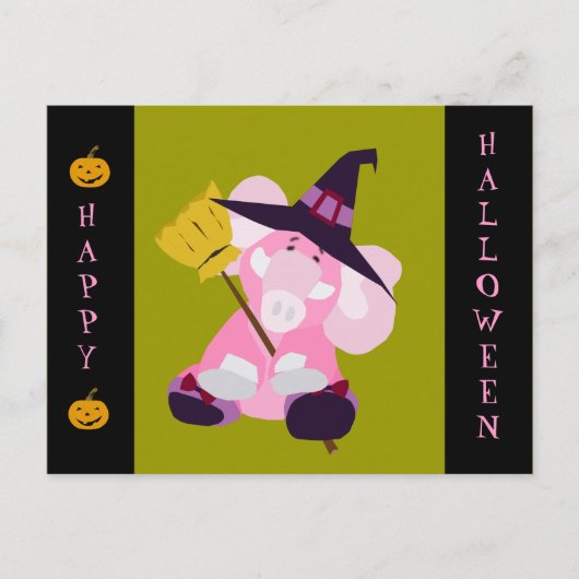 可愛いハロウィーン葉書:象の魔法使いコスム ポストカード (正面)