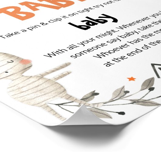 可愛いハロウィーン言わないベビー赤ちゃんシャワーゲーム ポスター (角)