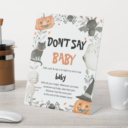 可愛いハロウィーン言わないベビー赤ちゃんシャワーゲーム 台座サイン (インサイチュ)