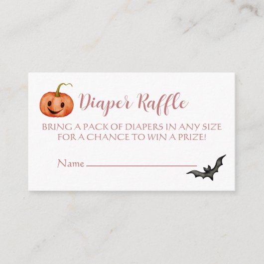 可愛いハロウィーン赤ちゃんシャワーおむつラッフル エンクロージャーカード (正面)