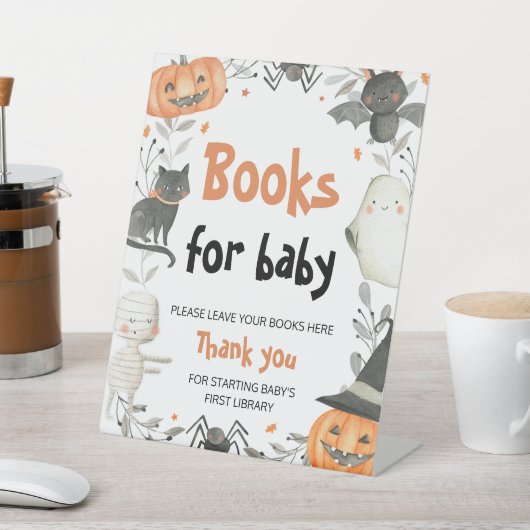 可愛いハロウィーン赤ちゃんシャワーベビー用の本 台座サイン (インサイチュ)